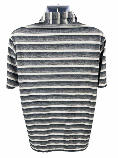 Adidas Men's Blue Striped Short Sleeve Golf Polo Shirt - L