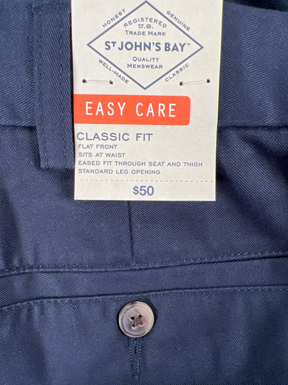 St.Johns Bay Men’s Navy Blue Classic Fit Flat Front Khaki Pants - 36x29
