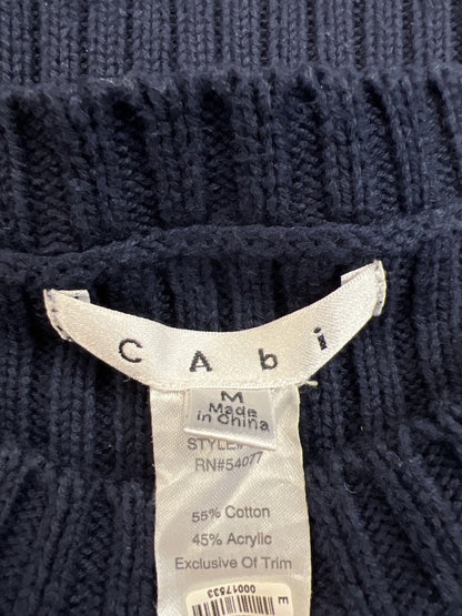 Cabi Women’s Navy Blue Cable Knit Zip Accent Long Sleeve Sweater - M
