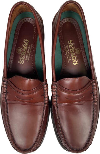 Sebago Men’s Brown Leather Dan Slip On Dress Penny Loafers - 11D