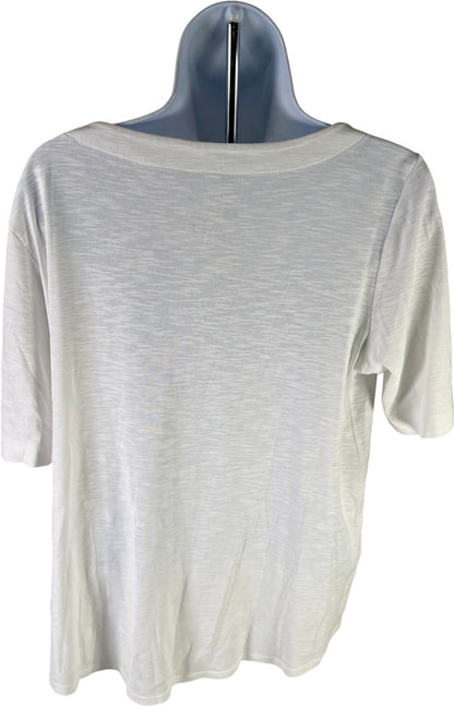 J.Jill Women’s White Pima Slub Elbow Sleeve T-Shirt - M