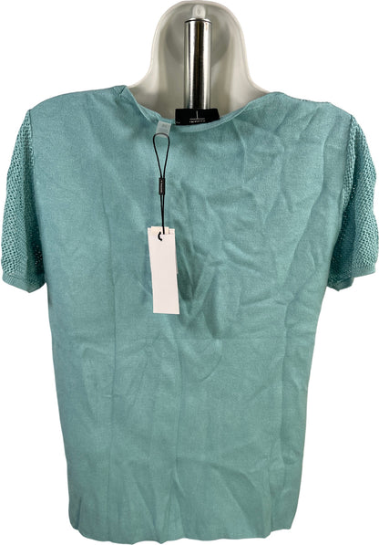 T Tahari Women’s Blue Short Sleeve Mesh Knit Sweater - L