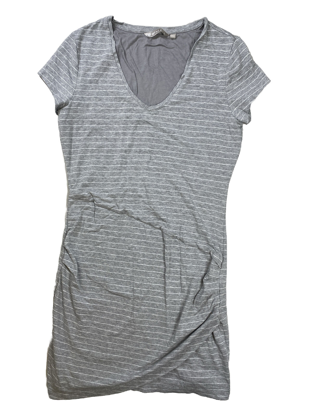 Athleta Vestido estilo camiseta de manga corta con rayas centrales en gris para mujer - L