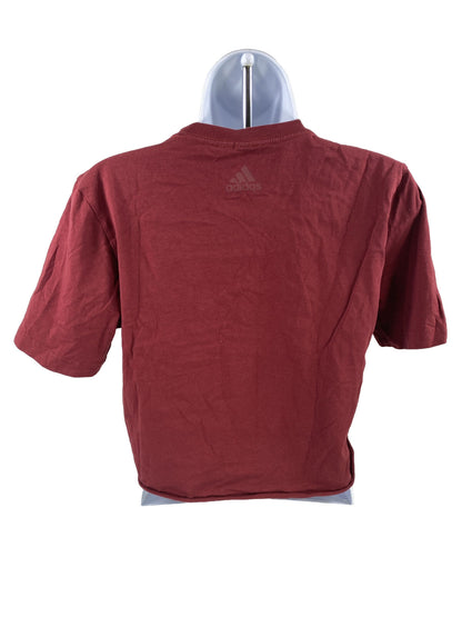 Adidas Women's Red Short Sleeve Crop T-Shirt - S