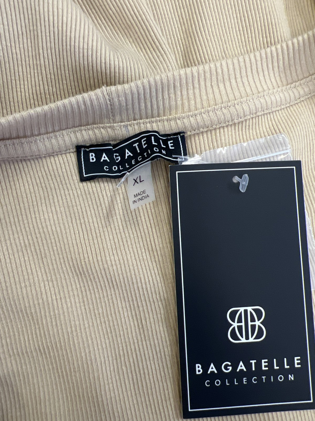 Bagatelle Women’s Beige Ribbed 1/2 Sleeve Button Up Cardigan Sweater - XL