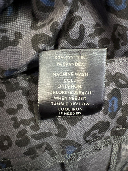 Ann Taylor Signature Women’s Blue/Black Animal Print Side Zip Ankle Pants - 10