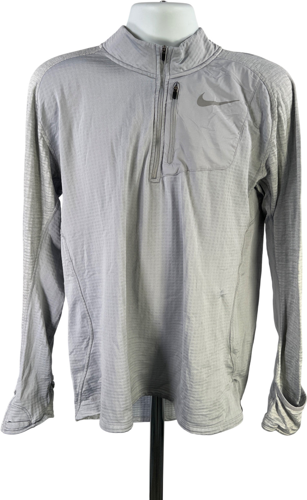 Nike Men’s Gray Therma Sphere 1/4 Zip Long Sleeve Pullover Running Shirt - L