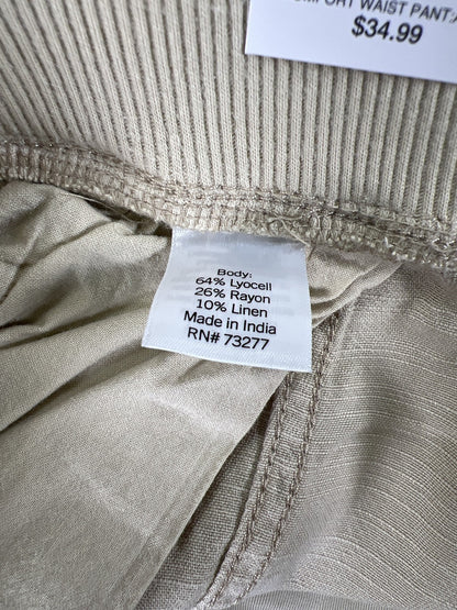 Sonoma Women’s Beige Stretch Pull On Tapered Crop Pants - L