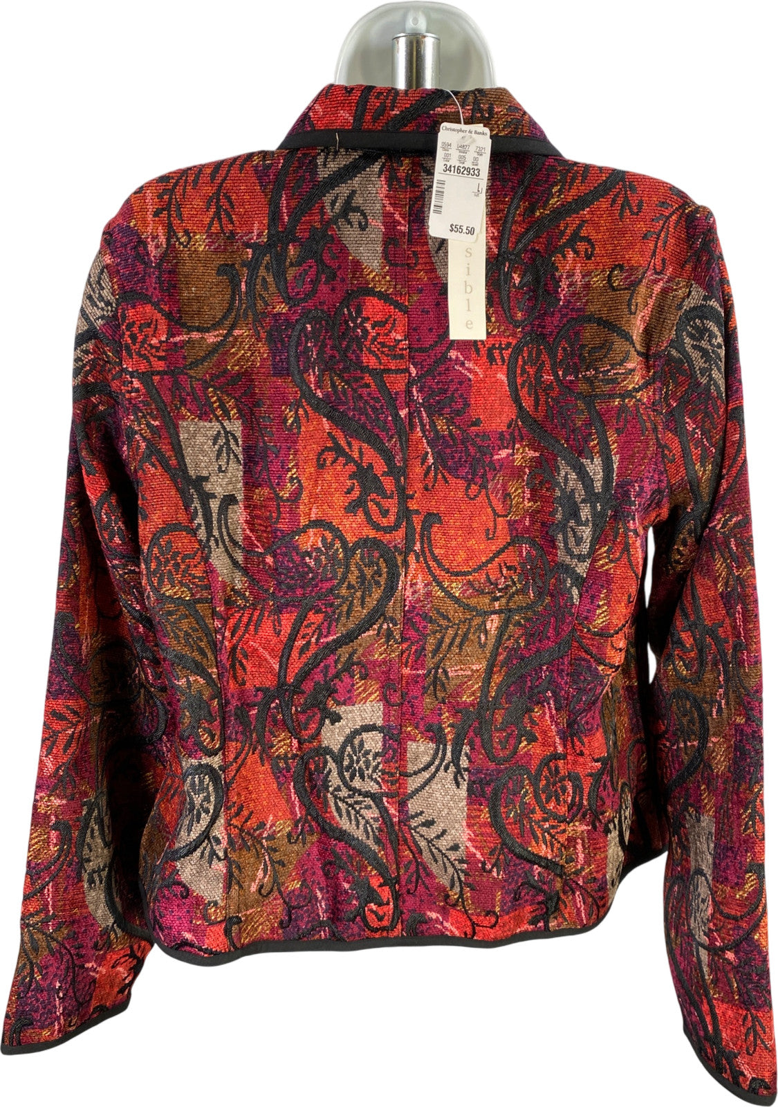 Christopher and Banks Red/Black Textile Reversible Full Zip Jacket - L