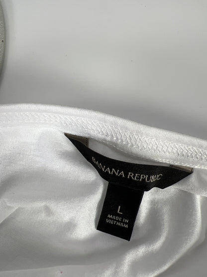 Banana Republic Women’s White Short Sleeve Ruffle Trim T-Shirt - L