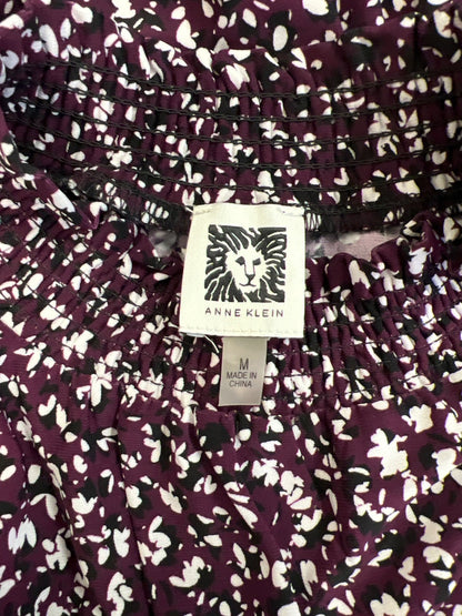Anne Klein Women’s Purple Short Sleeve Mock Neck Blouse - M