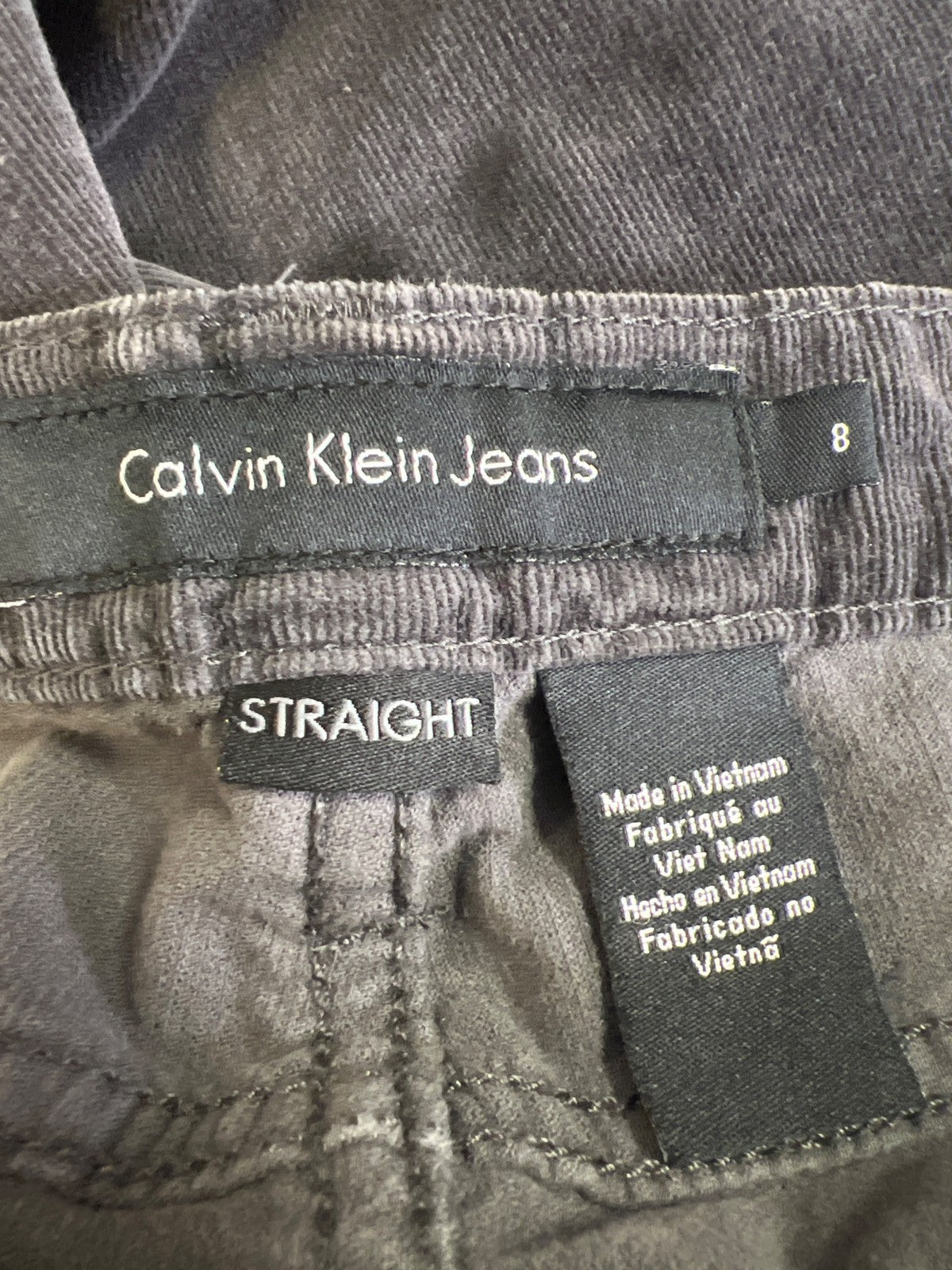Calvin Klein Women’s Gray Straight Leg Corduroy Jeans - 8