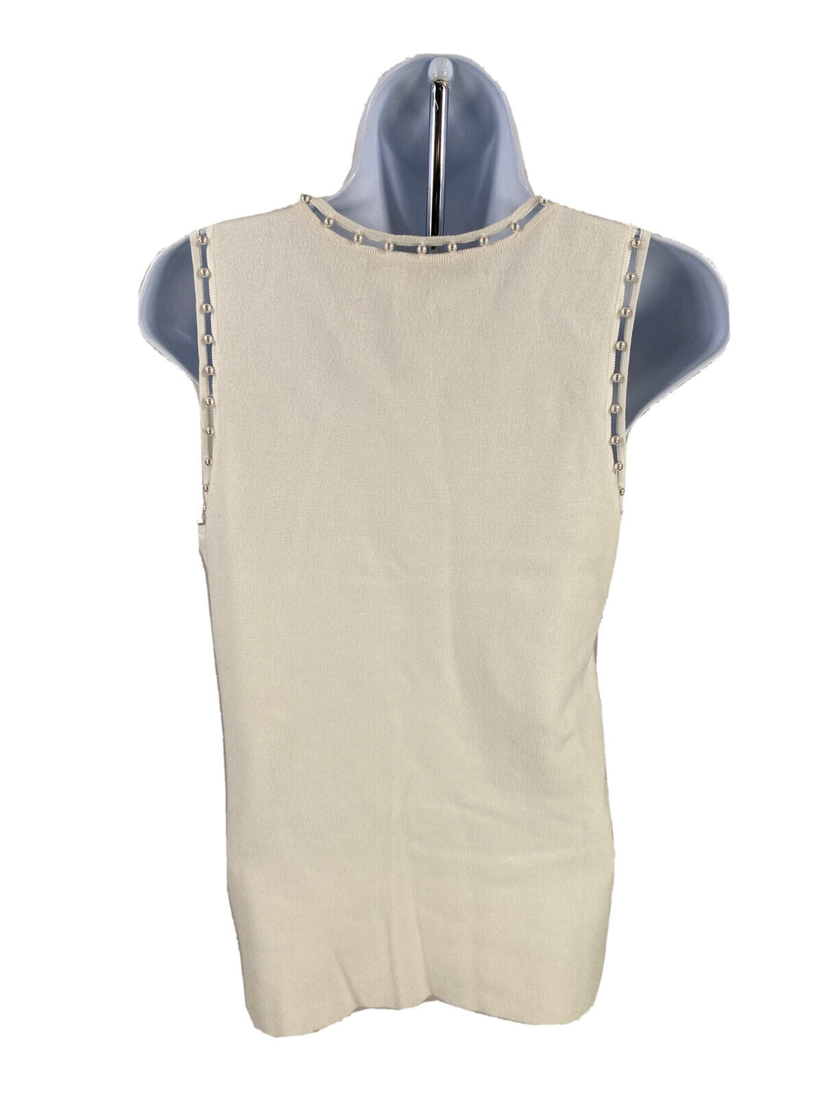 White House Black Market Womens White Faux Peal Ladder Stitch Sweater -XS