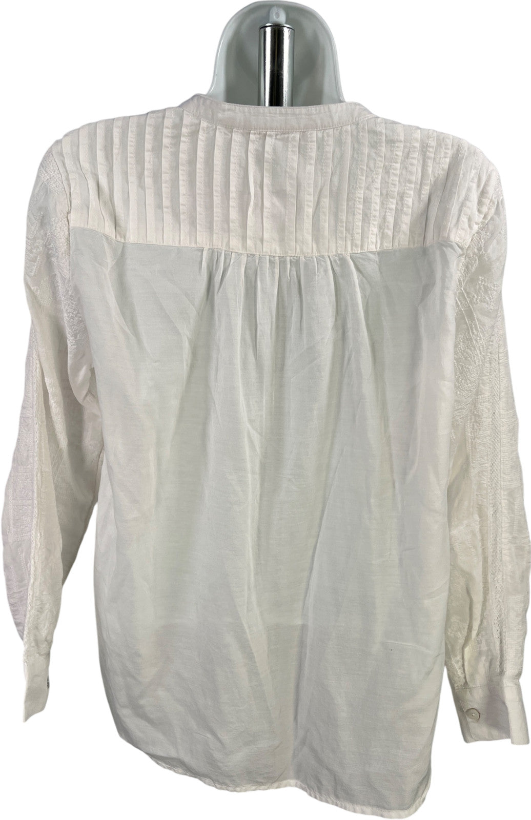 Soft Surroundings Women’s White Pleated Button Up Blouse - Petite S