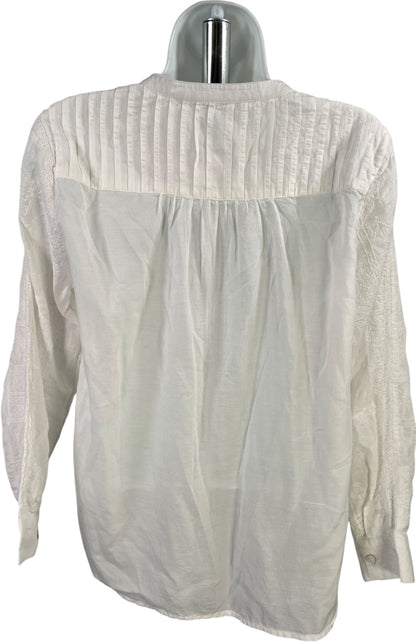 Soft Surroundings Women’s White Pleated Button Up Blouse - Petite S