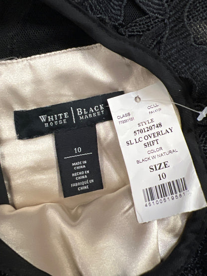 White House Black Market Women’s Black Lace Sleeveless Shift Dress - 10