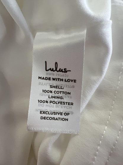 NEW Lulu’s Women’s White Tie Strap. Sleeveless Eyelet Midi Dress - S