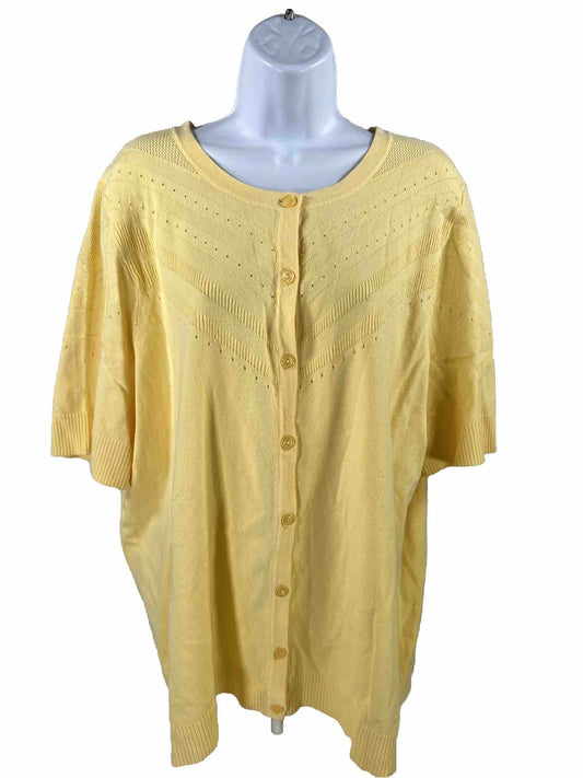 NEW CJ Banks Women's Yellow Short Sleeve Cardigan Sweater -  Plus 2X