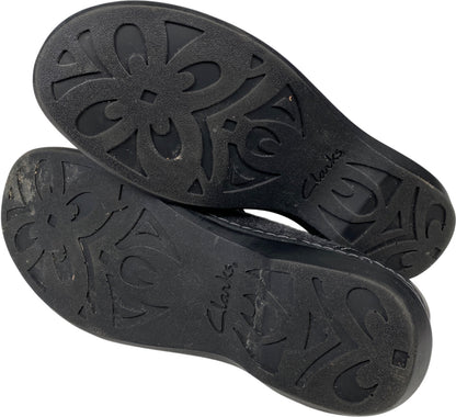 Clarks Women’s Black Leather Certina Ease Slip On Walking Shoes - 8