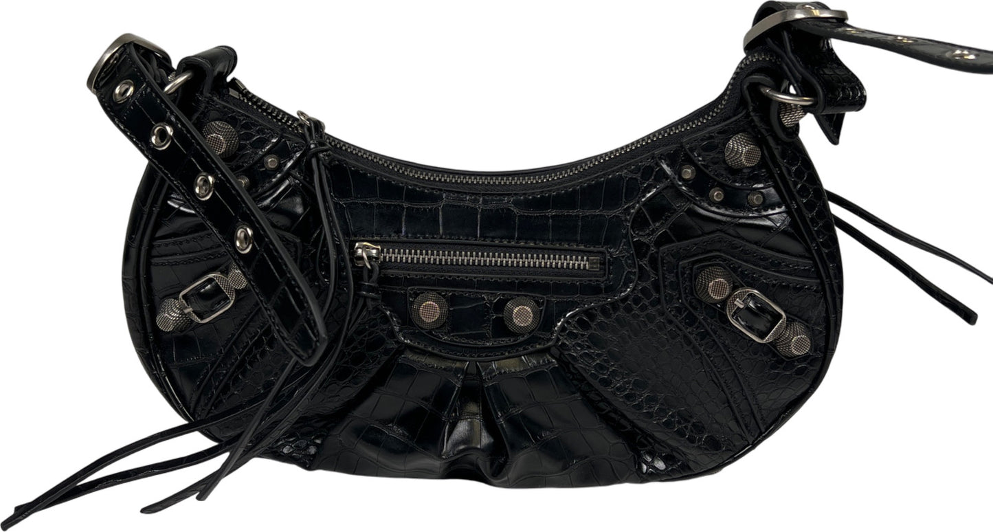 Balenciaga Black Leather Le Cagole Bag Small Satchel Bag Purse