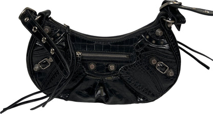 Balenciaga Black Leather Le Cagole Bag Small Satchel Bag Purse