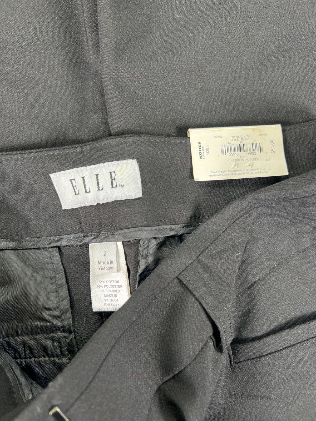 Elle Women’s Black Mid Rise Curvy Bootcut Dress Pants - 2