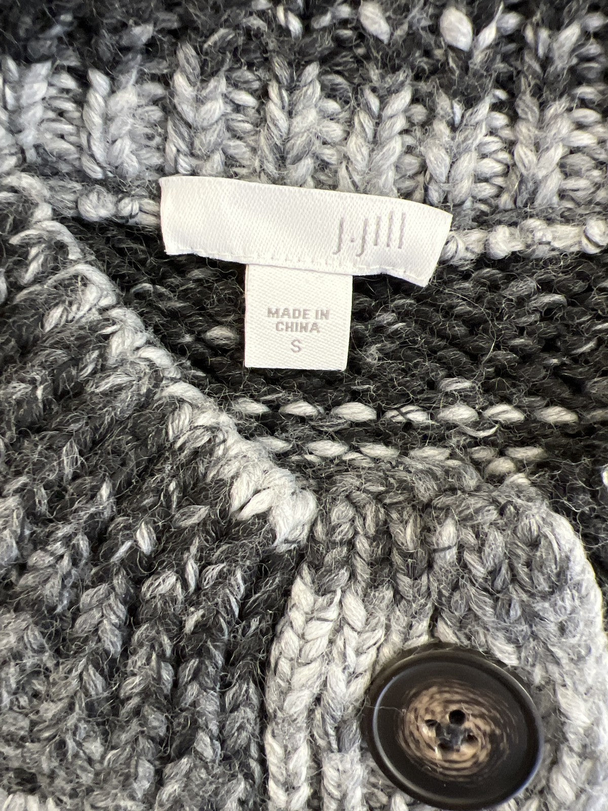 J.Jill Women’s Black/Gray Long Sleeve Button Up Cardigan Sweater - S