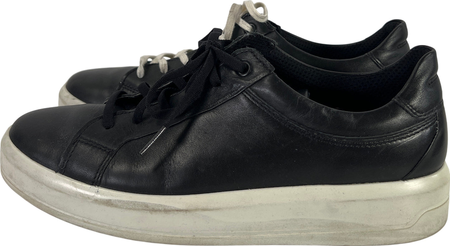 Ecco Women’s Black Leather Lace Up Casual Sneakers - 41/ US 10/10.5