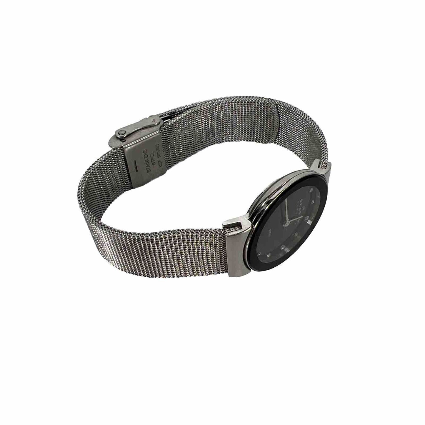 Skagen Women's Silver Tone Black Dial Steel Mesh Watch 358SSSBD