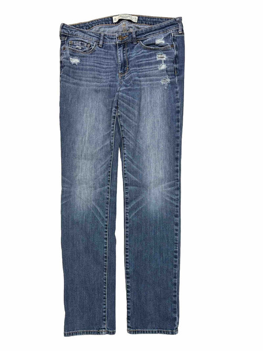 Abercrombie and Fitch Women's Medium Wash Distressed Skinny Jeans - 6 R