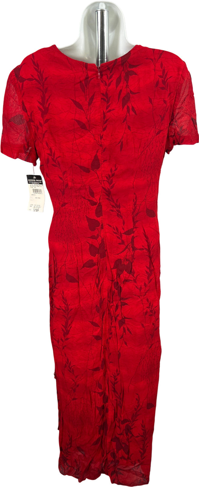 Donna Ricco Women’s Red Floral Short Sleeve Wrap Long Dress - 10 Petite