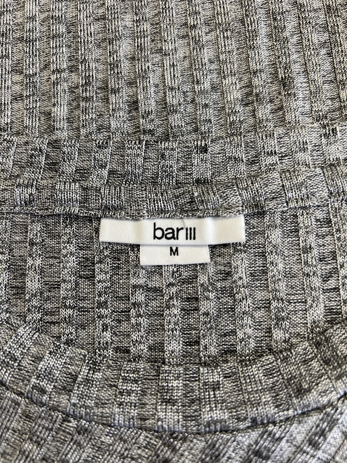 Bar III Women’s Gray Ribbed Short Sleeve Layered T-Shirt - M