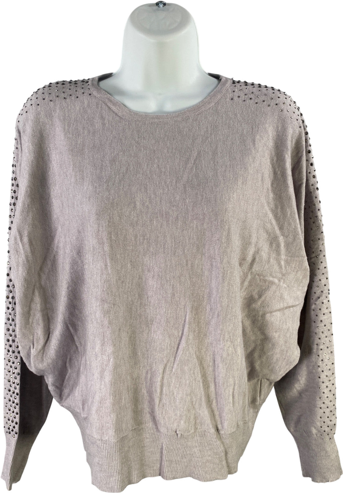 Carmen Women’s Gray Studded Sleeve Long Sleeve Sweater Shirt - XL
