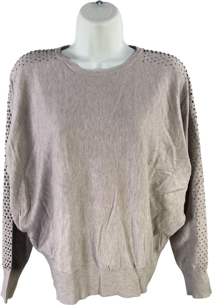 Carmen Women’s Gray Studded Sleeve Long Sleeve Sweater Shirt - XL