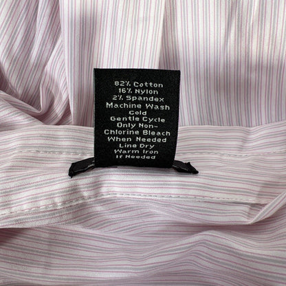 Ann Taylor Women's Pink Striped Long Sleeve Button Up Dress Shirt - 16