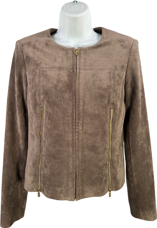 Calvin Klein Women’s Gray Faux Sude Long Sleeve Full Zip Basic Jacket - 2