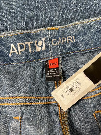 APT 9 Women’s Medium Wash Cuffed Denim Capri Jeans - 18W