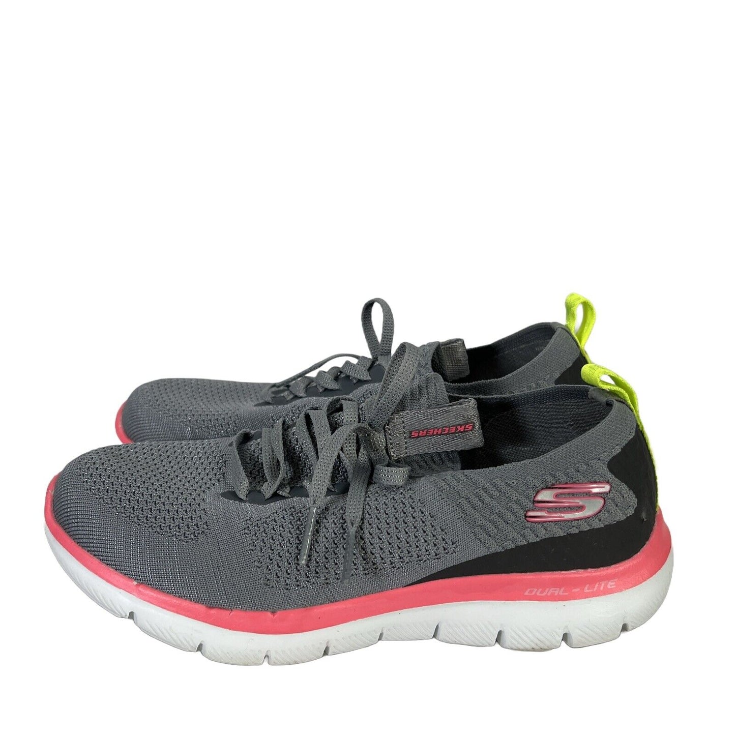 Skechers Women's Gray Dual Lite Memory Foam Comfort Athletic Shoes - 8