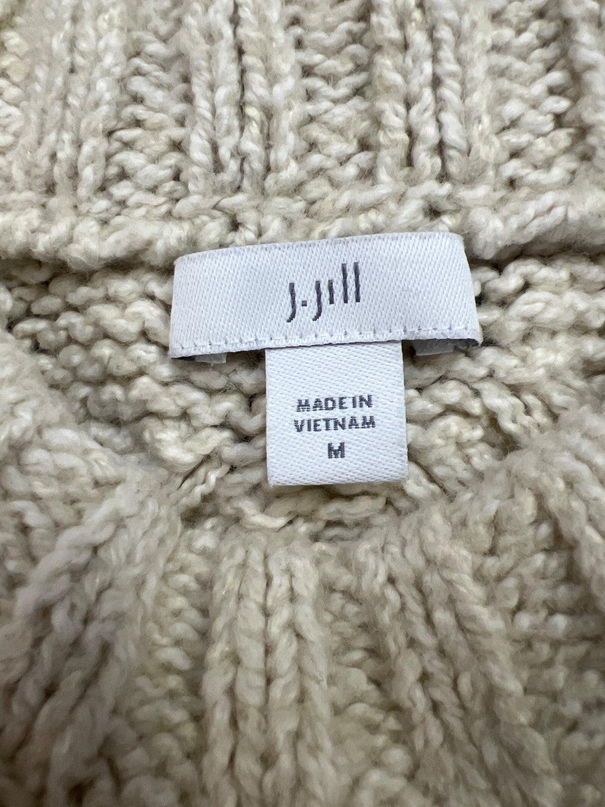 J.Jill Women’s Ivory/White Cable Knit Long Sleeve Sweater - M