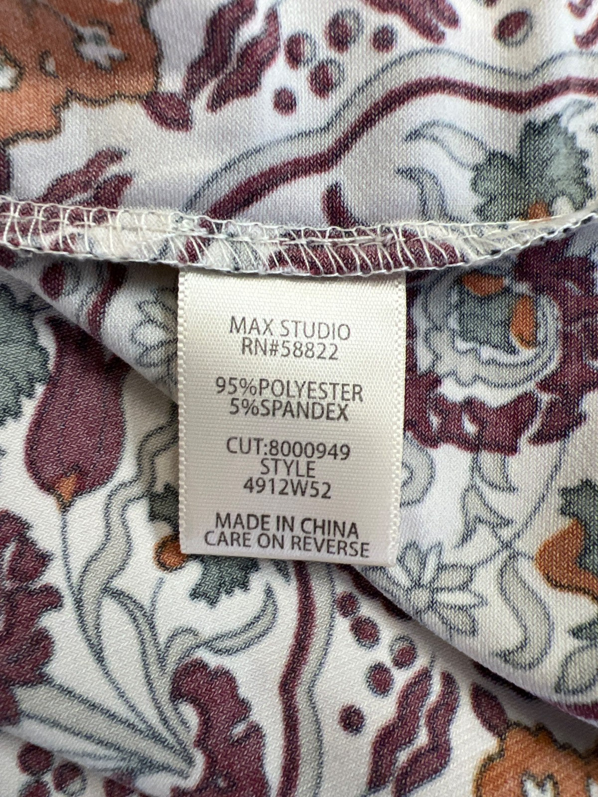 Max Studio Women’s Burgundy/Ivory Short Sleeve Sheath Dress - M