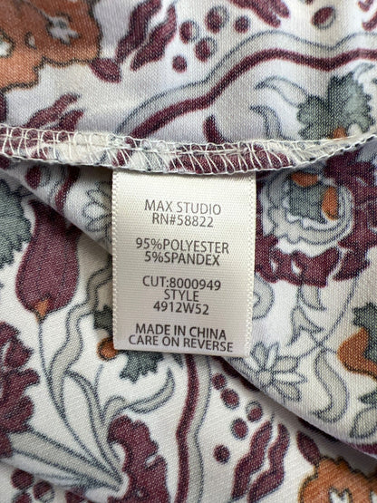 Max Studio Women’s Burgundy/Ivory Short Sleeve Sheath Dress - M