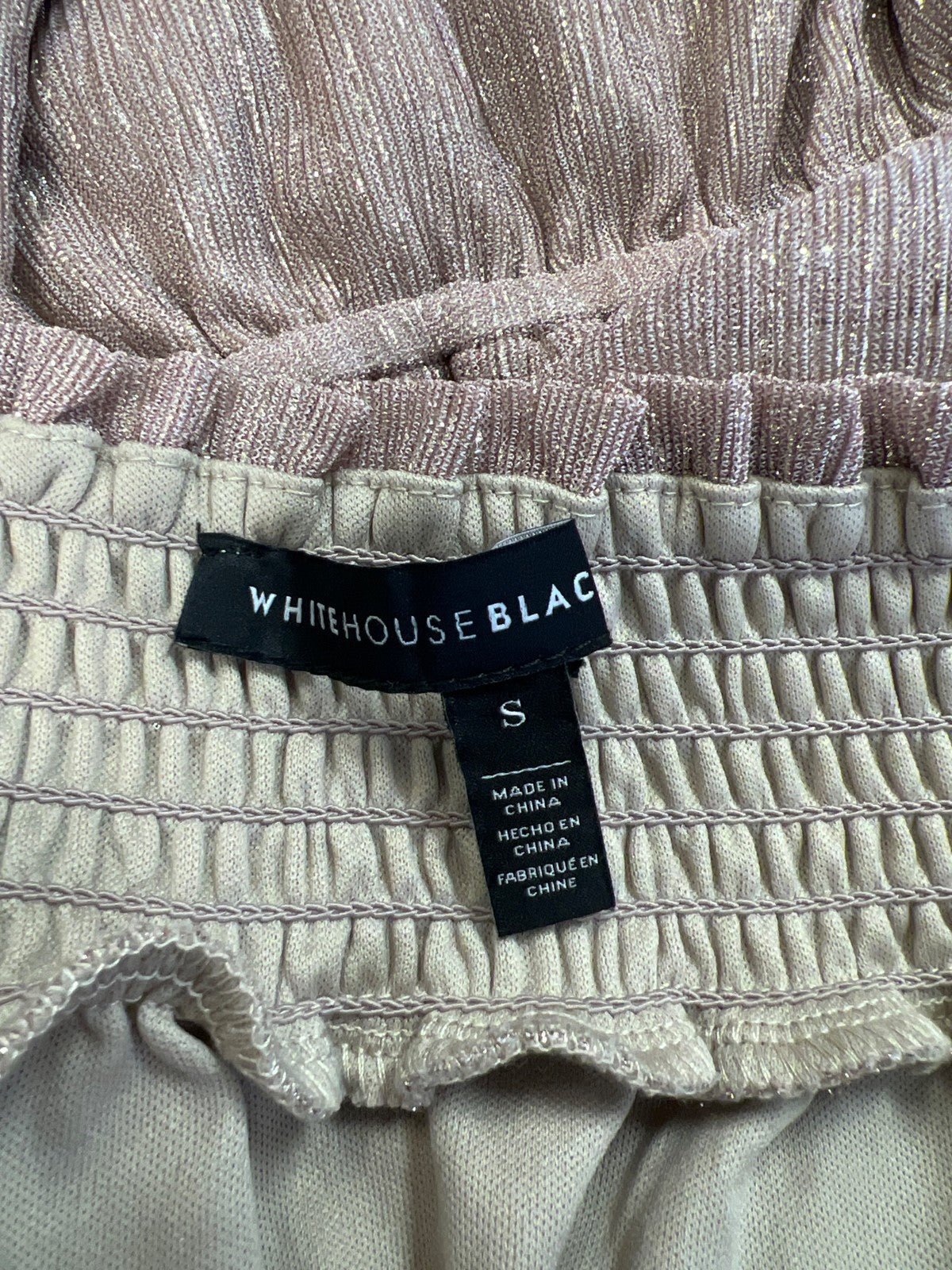 White House Black Market Women’s Pink/Purple Metallic Cinched Waist Blouse - S