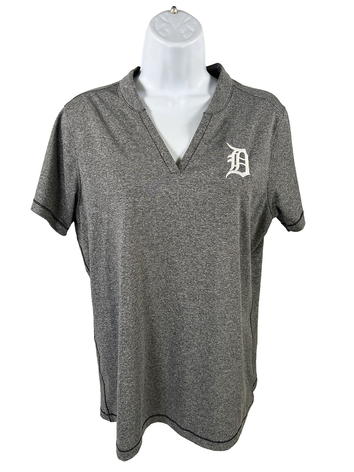 Cutter and Buck Camisa deportiva de manga corta gris Detroit Tigers para mujer -L