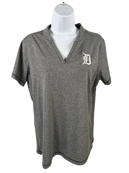 Cutter and Buck Womens Gray Detroit Tigers Short Sleeve Athletic Shirt -L