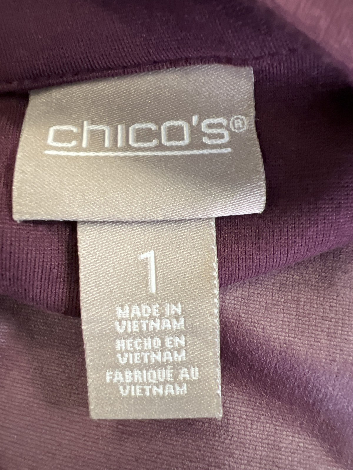 Chico’s Women’s Burgundy Faux Leather Front Long Sleeve Blouse - 1/US M