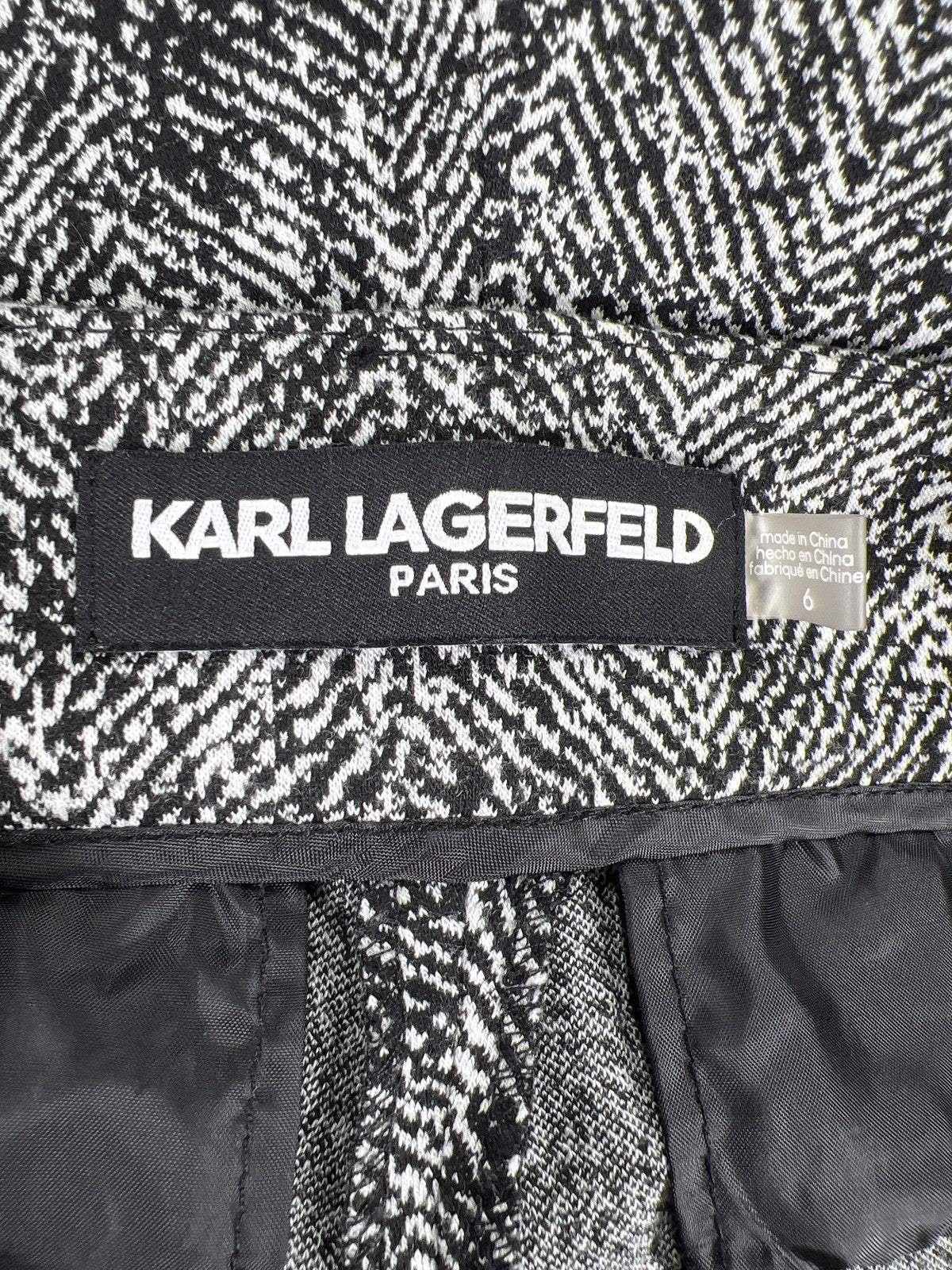 Karl Lagerfeld Women’s Black/White Straight Leg Dress Pants - 6