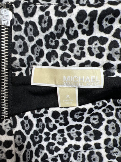 Michael Kors Women's White Leopard Print Straight Skirt - S