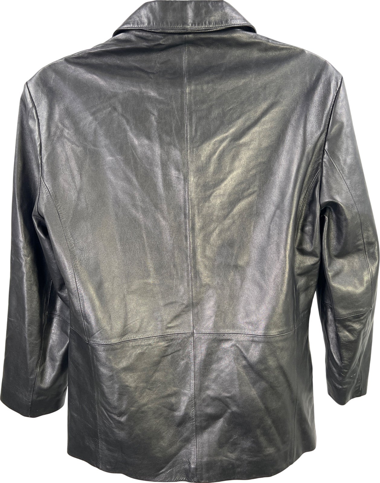 Jones New York Men’s Black Leather Button Up Basic Jacket - 38S