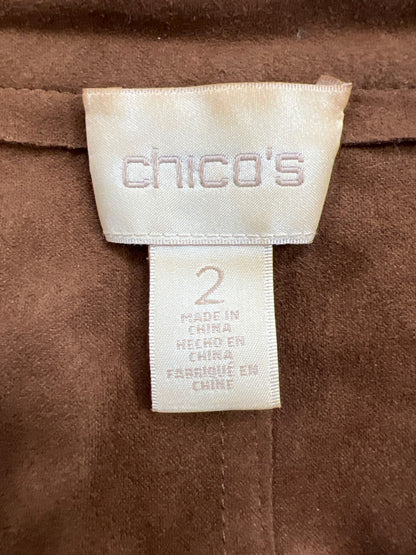 Chico’s Women’s Brown Faux Suede Sleeveless Open Front Vest Shirt - 2/US L