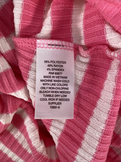 NUEVA Camisa de manga corta a rayas rosa/blanca para mujer ANA - XXL